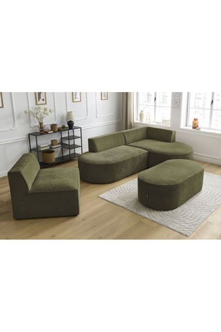 Canapé d'angle droit modulable, chauffeuse et pouf  Rousseau - Vert