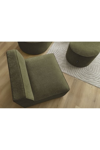 Canapé d'angle droit modulable, chauffeuse et pouf  Rousseau - Vert