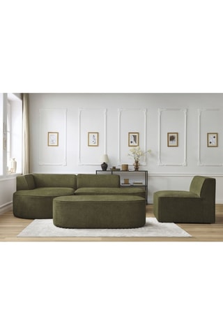 Canapé d'angle gauche modulable, chauffeuse et pouf  Rousseau - Vert