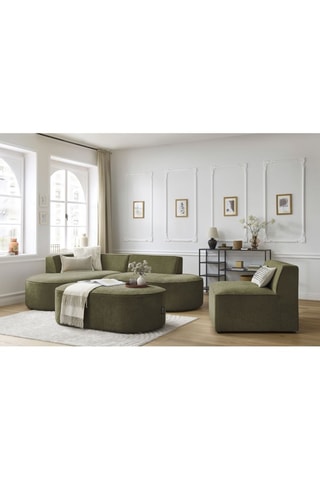 Canapé d'angle gauche modulable, chauffeuse et pouf  Rousseau - Vert