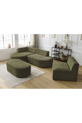 Canapé d'angle gauche modulable, chauffeuse et pouf  Rousseau - Vert