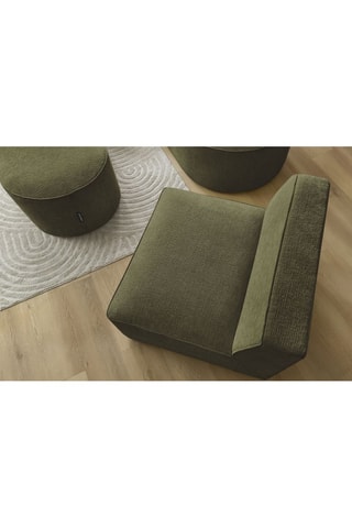 Canapé d'angle gauche modulable, chauffeuse et pouf  Rousseau - Vert