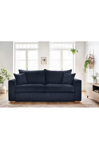Canapé convertible Augustin - Bleu foncé -  3 places - En tissu velours côtelé