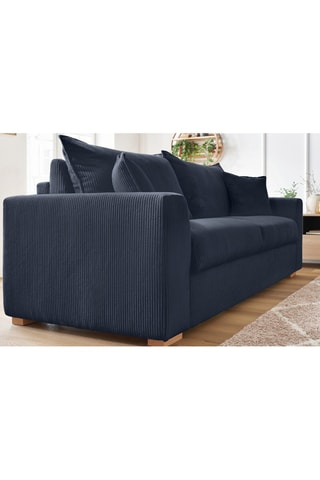 Canapé convertible Augustin - Bleu foncé -  3 places - En tissu velours côtelé
