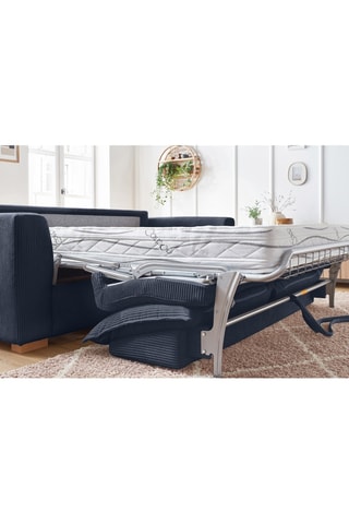 Canapé convertible Augustin - Bleu foncé -  3 places - En tissu velours côtelé