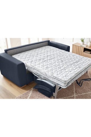 Canapé convertible Augustin - Bleu foncé -  3 places - En tissu velours côtelé