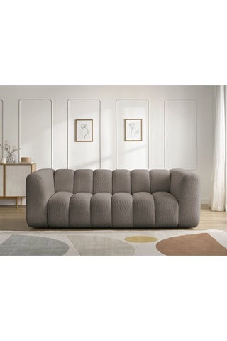 Canapé Talia - Marron - 3 places - En tissu bouclette