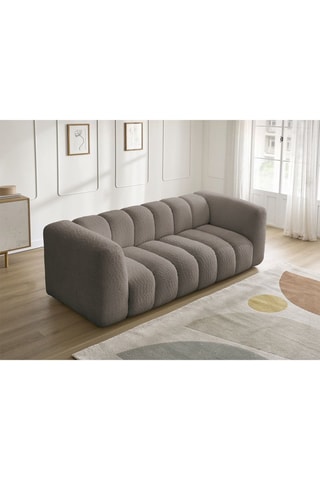 Canapé Talia - Marron - 3 places - En tissu bouclette