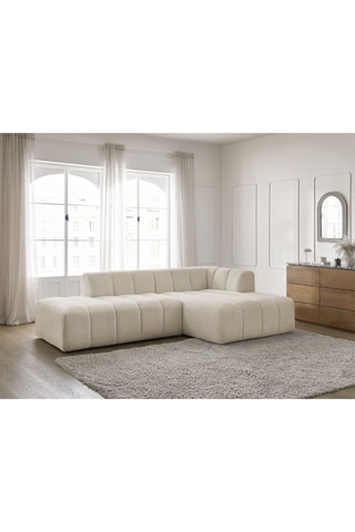 Canapé d’angle modulable Annecy - Beige - 3 places - En tissu bouclette