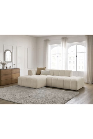 Canapé d’angle modulable Annecy - Beige - 3 places - En tissu bouclette