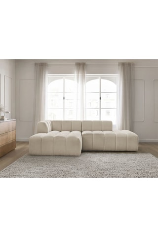 Canapé d’angle modulable Annecy - Beige - 3 places - En tissu bouclette