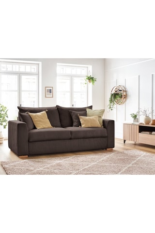 Canapé droit convertible Augustin - Marron - 3 places - En tissu velours 