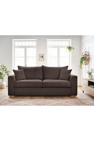 Canapé droit convertible Augustin - Marron - 3 places - En tissu velours 