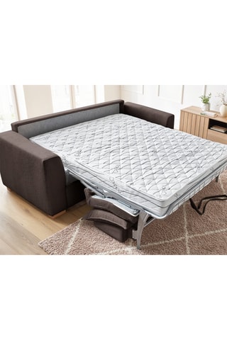 Canapé droit convertible Augustin - Marron - 3 places - En tissu velours 