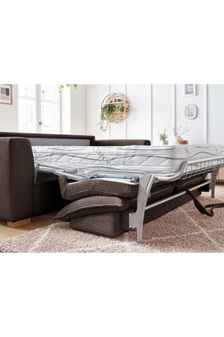 Canapé droit convertible Augustin - Marron - 3 places - En tissu velours 