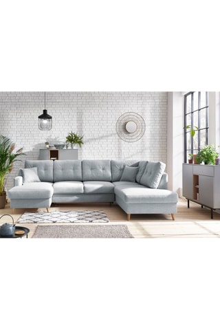 Canapé d'angle gauche panoramique convertible Sweden - Gris - Couchage 260 x 130 cm