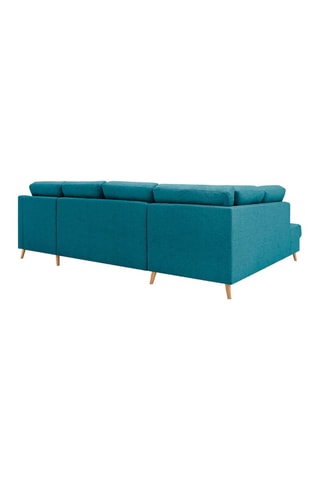 Canapé d'angle panoramique droit convertible Sweden - Turquoise - Couchage 130 x 260 cm