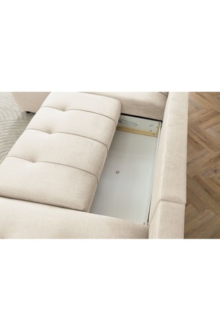 Canapé d'angle droit panoramique convertible Arsene - Beige - Couchage 135 x 325 cm