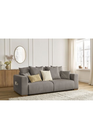Canapé droit convertible Sidonie - Taupe - Couchage 152 x 190 cm