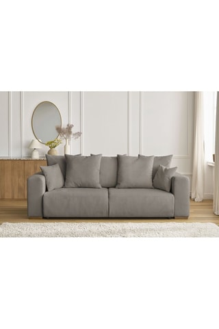 Canapé droit convertible Sidonie - Taupe - Couchage 152 x 190 cm