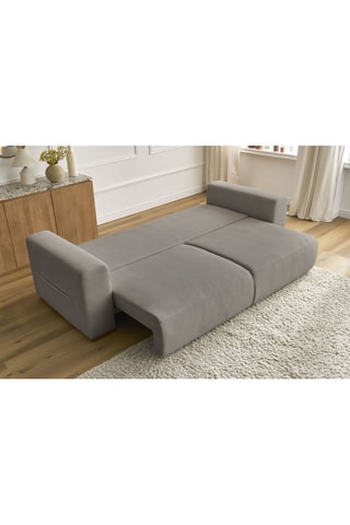 Canapé droit convertible Sidonie - Taupe - Couchage 152 x 190 cm
