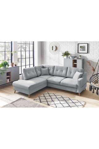 Canapé d'angle gauche convertible Sweden - Gris - Couchage 130 x 200 cm