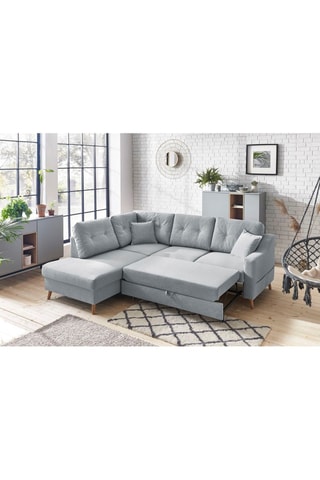 Canapé d'angle gauche convertible Sweden - Gris - Couchage 130 x 200 cm