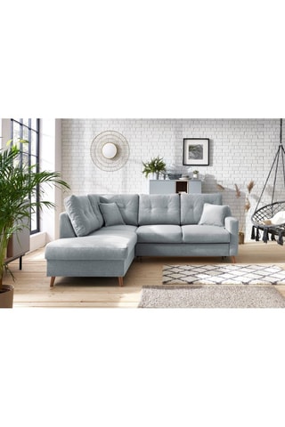 Canapé d'angle gauche convertible Sweden - Gris - Couchage 130 x 200 cm