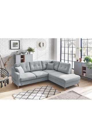 Canapé d'angle droit convertible Sweden - Gris - Couchage 130 x 200 cm