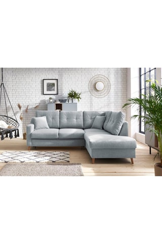Canapé d'angle droit convertible Sweden - Gris - Couchage 130 x 200 cm