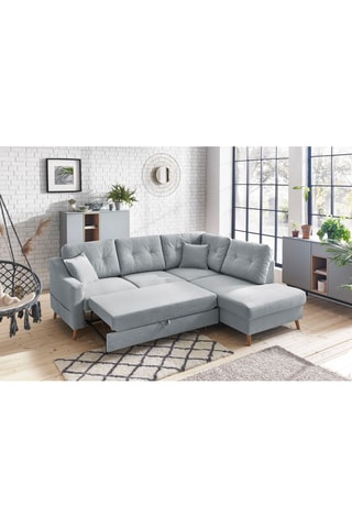 Canapé d'angle droit convertible Sweden - Gris - Couchage 130 x 200 cm
