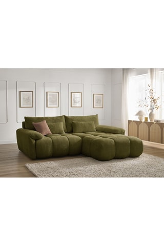 Hoekzetel Rechts Ivane - Kaki - 3 Zitplaatsen - Getextureerde stof 