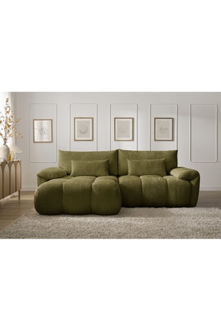 Hoekzetel Links Ivane - Kaki - 3 Zitplaatsen - Getextureerde stof