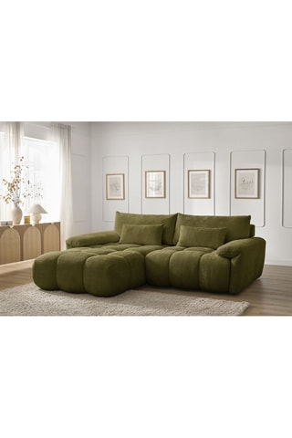 Hoekzetel Links Ivane - Kaki - 3 Zitplaatsen - Getextureerde stof