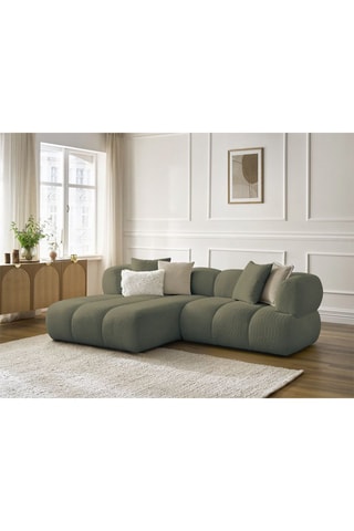 Hoekzetel links Pamira - Groen - 4 Zitplaatsen - Stof