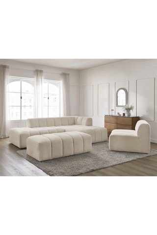 Hoekzetel, Fauteuil en Poef Annecy - Beige - 5 en 1 Zitplaatsen - Stof