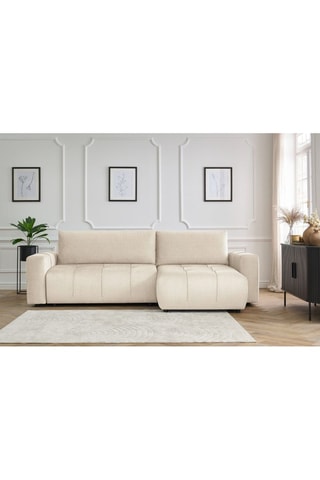 Hoekslaapzetel Links/Rechts Arsene - Beige - Slaapoppervlak 135 x 232 cm