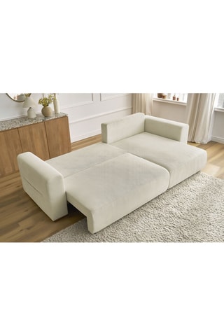 Hoekslaapzetel Links/Rechts Sidonie - Beige - Slaapoppervlak 231 x 133 cm