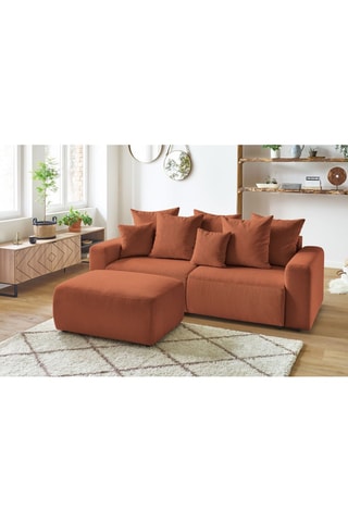 Slaapzetel en Poef Envy - Terracotta - Slaapoppervlak 152 x 190 cm