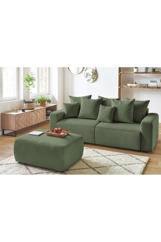 Slaapzetel en Poef Envy - Groen - Slaapoppervlak 152 x 190 cm