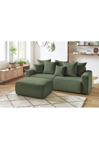 Slaapzetel en Poef Envy - Groen - Slaapoppervlak 152 x 190 cm