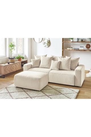 Slaapzetel en Poef Envy - Crèmekleurig - Slaapoppervlak 152 x 190 cm