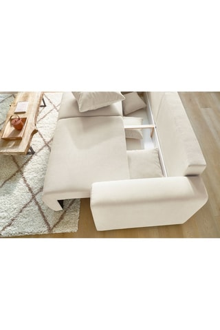 Slaapzetel en Poef Envy - Crèmekleurig - Slaapoppervlak 152 x 190 cm