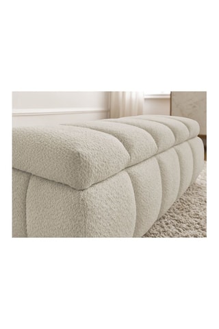 Banc-coffre en pin Denali - Beige - En tissu bouclette