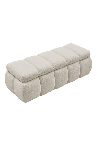 Banc-coffre en pin Denali - Beige - En tissu bouclette