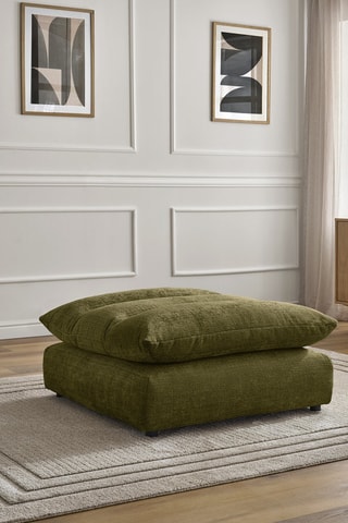 Pouf Neil - Vert olive - En tissu texturé