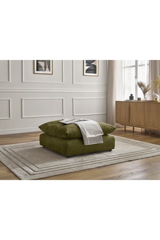 Pouf Neil - Vert olive - En tissu texturé