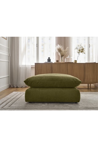 Pouf Neil - Vert olive - En tissu texturé