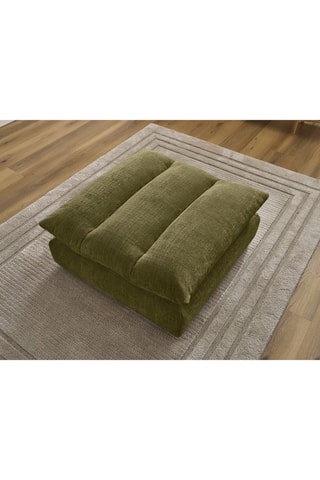 Pouf Neil - Vert olive - En tissu texturé