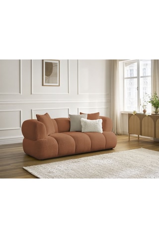 Canapé Pamira - Orange - 2 places - En tissu bouclette